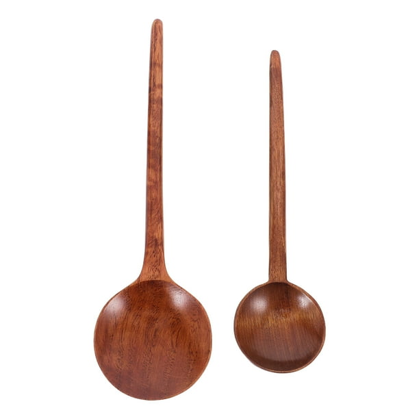 2 cucharas de madera de mango largo para mezclar salsas, degustar y mezclar en la cocina, para hornear, cocinar y hacer manualidades