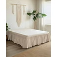 thumbnail image 2 of Solid Color Bed Skirt King Size 18" Drop Light Khaki Ruffled Wrap Around Bed Skirts Adjustable Elastic Bedskirt Dust Ruffle for King Size Bed, 2 of 7