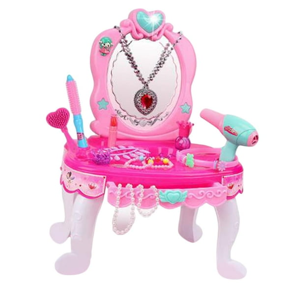 Dressing Table And Suitcase Children'S Dressing Table With Light Sound Beauty Studio For Girls (Pink)