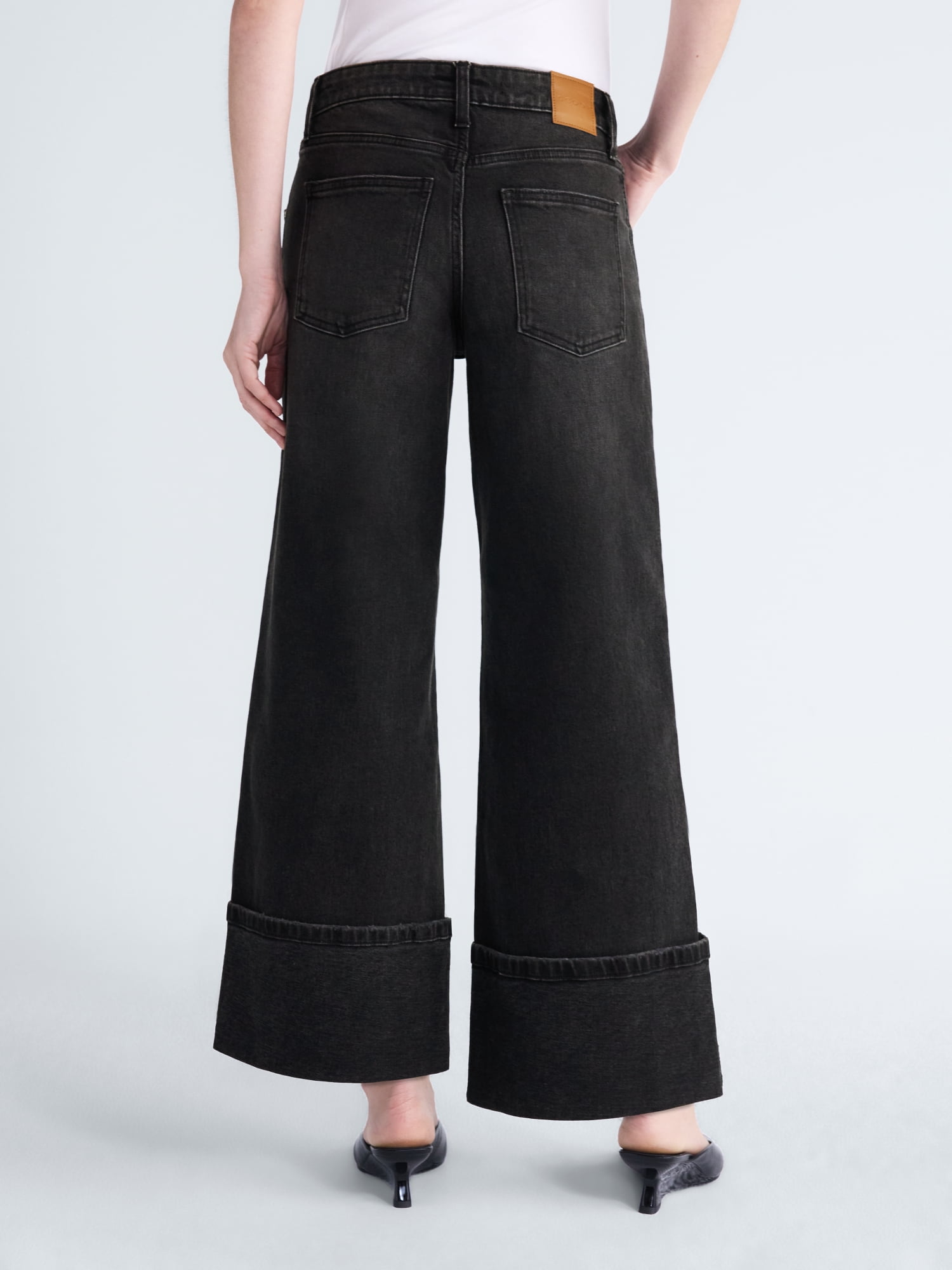 Scoop Women's and Women's Plus Mid Rise Cuffed Wide Leg Jeans, Sizes 0-28W