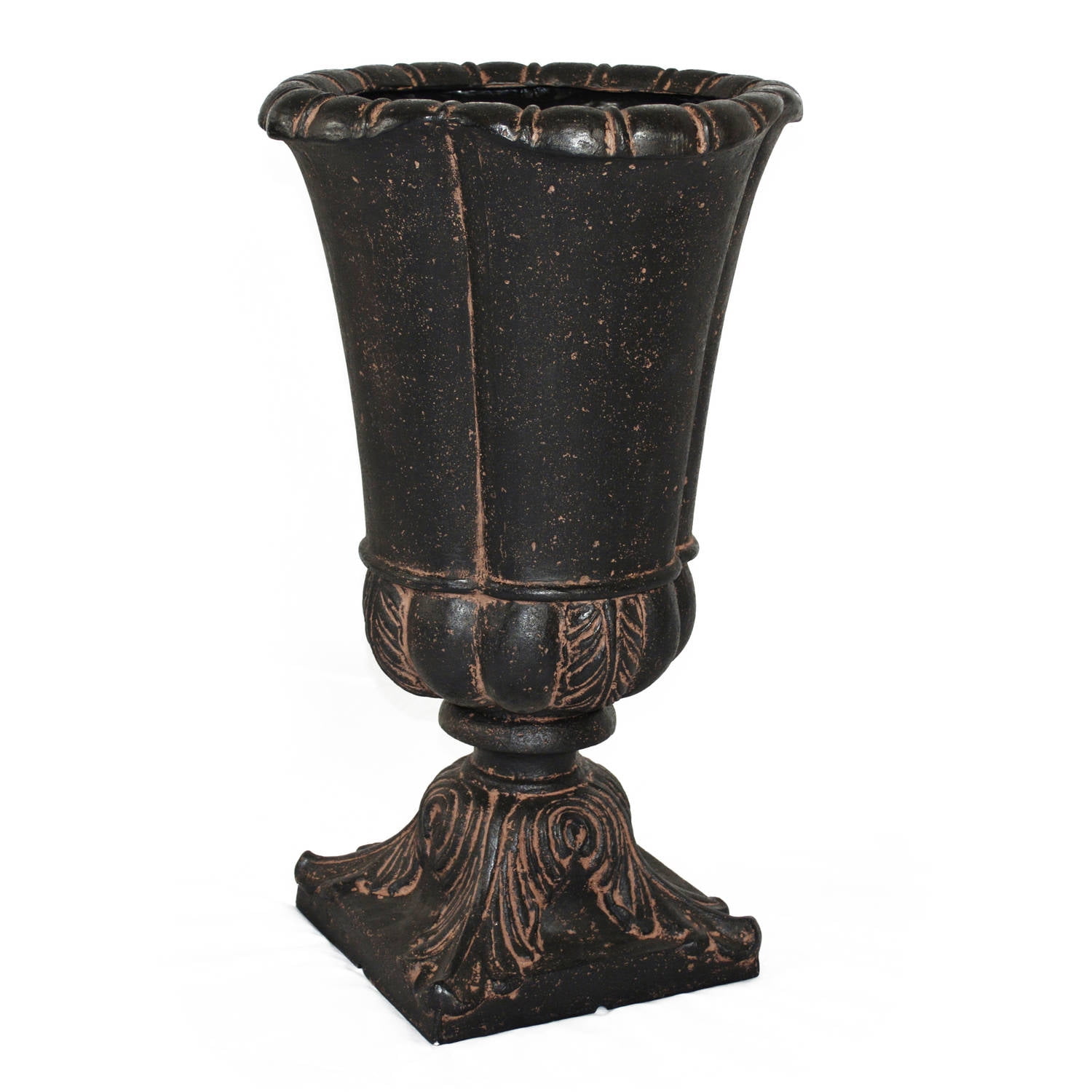 MPG Planters Parisian Cast Stone Black Entrance Urn, Aged Charcoal by Peba Trading & Mftr Corp.