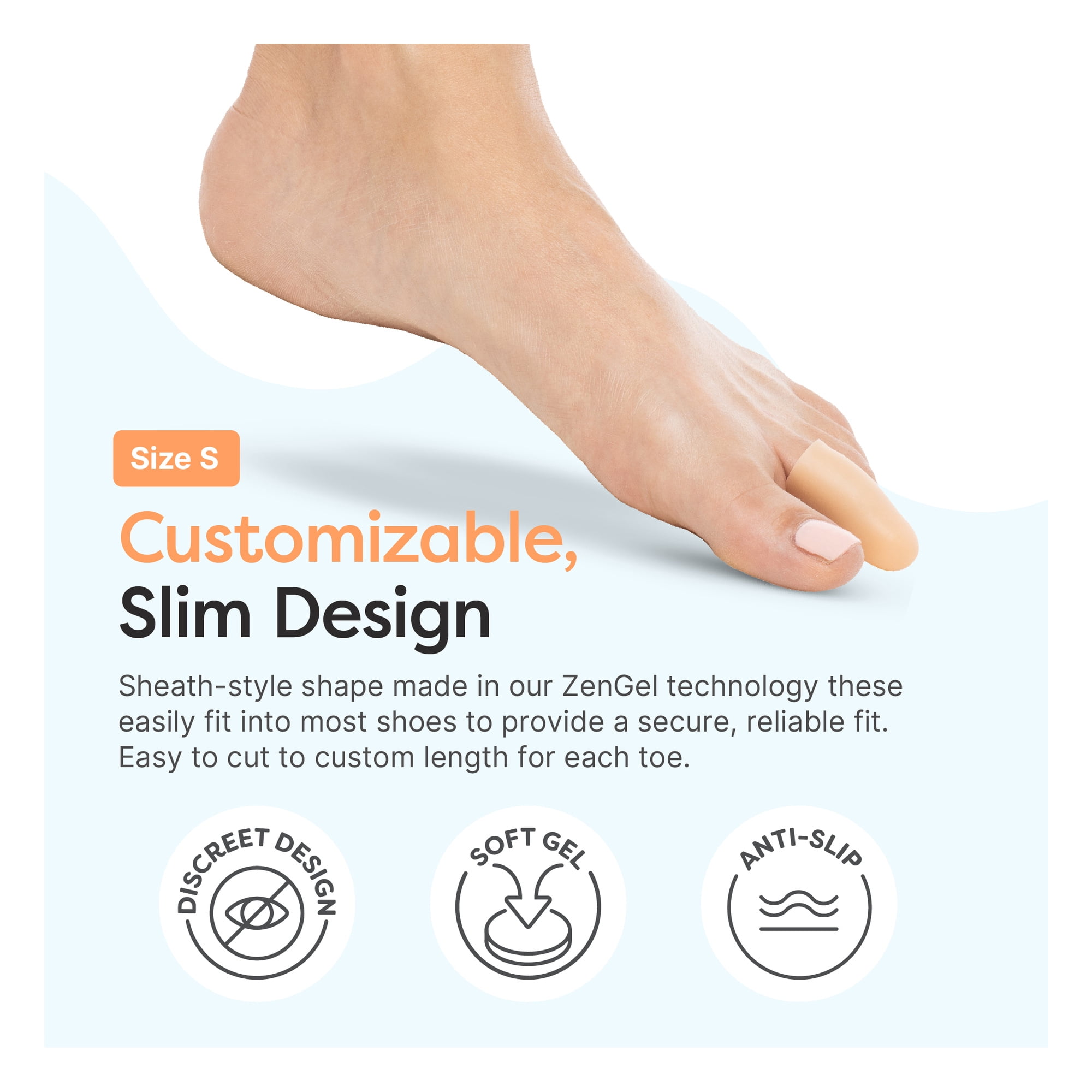 Zentoes Small Beige Toe Caps, 3 Count, Beige - Toe Protection and Comfort