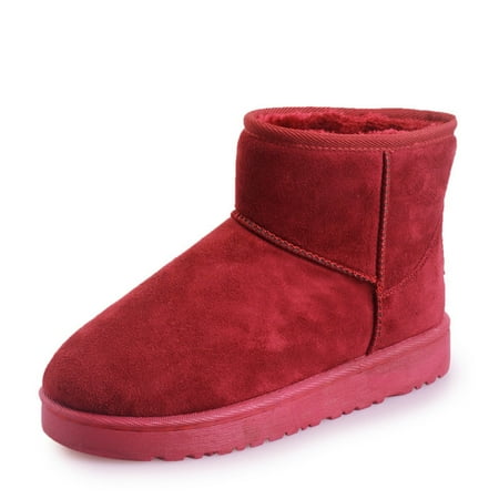 

Winter Low Barrel Faux Wool Low-top Thick Suede Round Toe in stock Heel Brown Daily Snow Boots for Women