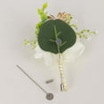 thumbnail image 6 of Efavormart 2 Pack White Silk Rose Boutonniere With Pin, Real Touch Artificial Flower Pocket Square - 5", 6 of 9