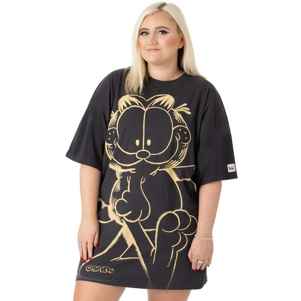 Garfield - Camiseta Vestido para Mujer (Carbón, Naranja)