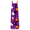 thumbnail image 5 of Stralyhd Midsummer Gather Casual Rompers Halloween Party Square Neck Jumpsuit Ghost Jumpsuits with Pockets Spooky Horror Print Long Pants Dark Purple XXL, 5 of 5