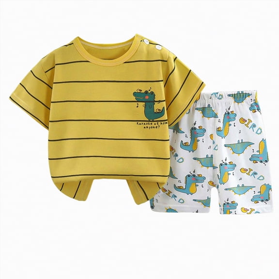 UAYOTSE Toddler Boys Outfits Short Sleeve Tops Pants Child 2Pcs Set Kids Clothing Sets for Boys Girls,Sizes 5-6 Years