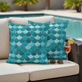 thumbnail image 4 of Green Outdoor Waterproof Pillow Covers, Modern Geometric Fish Scale Abstract Moroccan Decorative Square Throw Pillowcase Sofa Cushion Sham for Patio/Couch/Chair, 26"x26" 2 Pack, 4 of 8