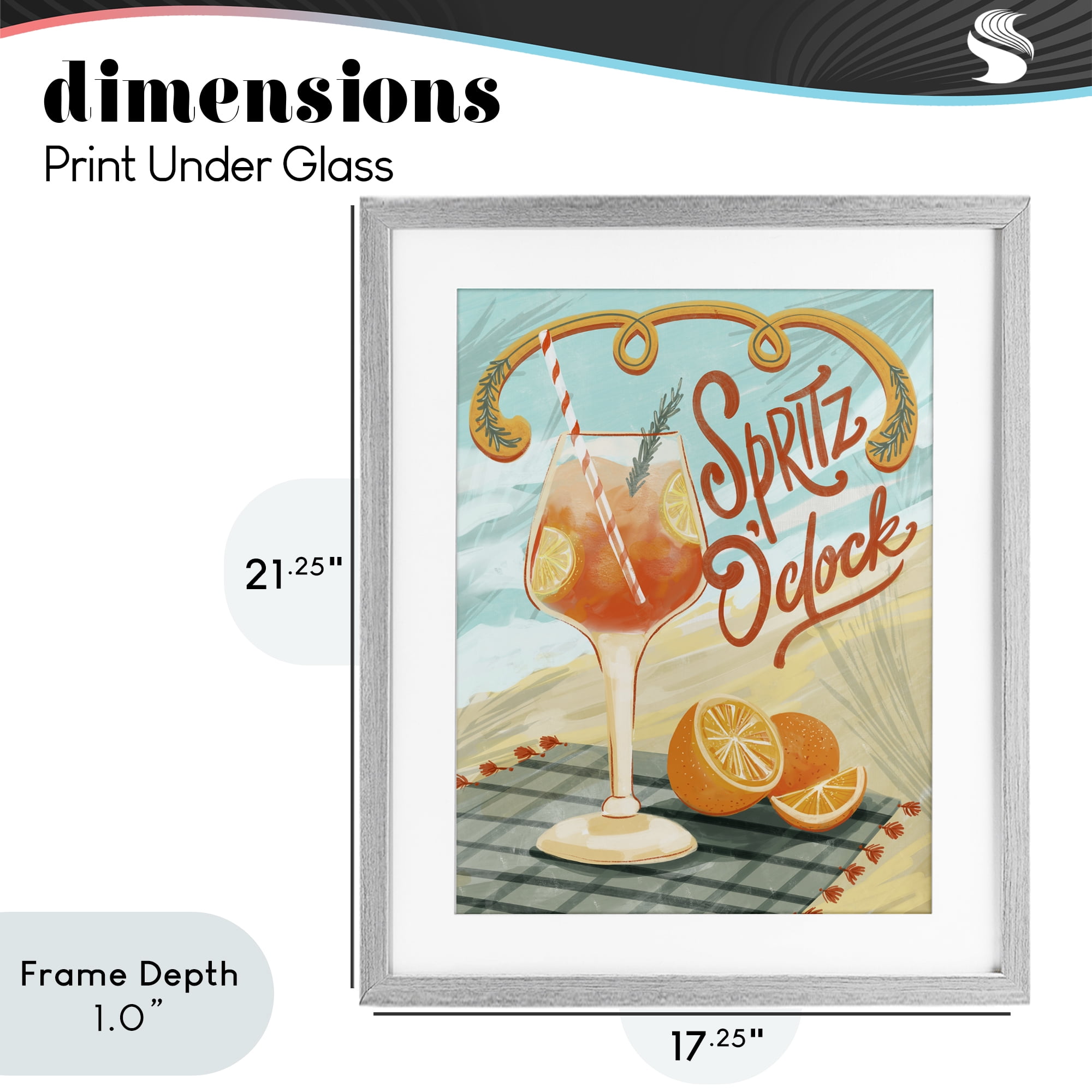 Stupell Industries Spritz O'Clock Citrus Cocktail Gray Framed Print Under Glass, design by Connie Summers