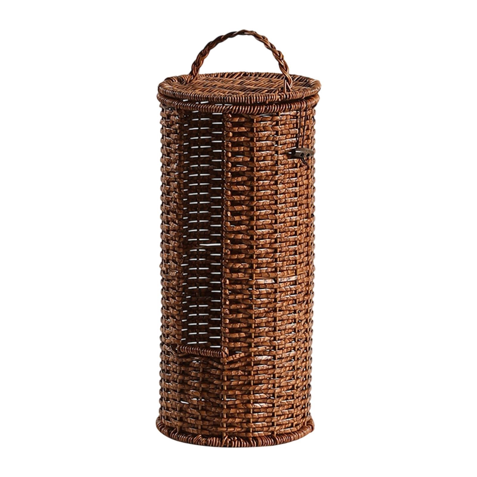 Toilet Roll Holder Toilet Paper Storage Stand Bathroom Organizer Compact PE Woven Design with Lid for Lavatory Office