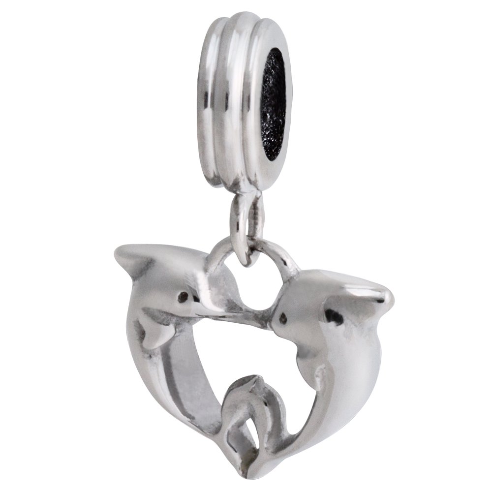 Hallmark Jewelry Stainless Steel Kissing Dolphin Charm