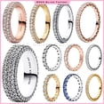 thumbnail image 2 of Anillo brillante para mujer, sortija con corazones brillantes,sortija de Triple fila, Pavé atemporal, círculo transparente, redondo,joyería fina de circonia cúbica transparente, regalo, 2 of 4