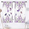 thumbnail image 3 of Lavender Butterfly Purple Liac Spring Kitchen Curtains 42W X 63L Inch 2 Panels Rod Pocket Vintage Country Small Short Cafe Tier Curtains Beige Window Drapes Treatment Home Decor, 3 of 6