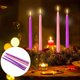 thumbnail image 1 of Juego de 4 Velas Hechas a Mano | Velas de Cera Moradas y Blancas Sumergidas a Mano | Duración Prolongada | Emiten Menos Humo | Decoración Elegante para Aniversarios, Cumpleaños y Bodas | Regalo para, 1 of 6