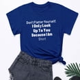 thumbnail image 4 of Fesfesfes Gym Shirts Women Letter Printed Short Sleeved Top Graphic Tee Women M(US:6), 4 of 5