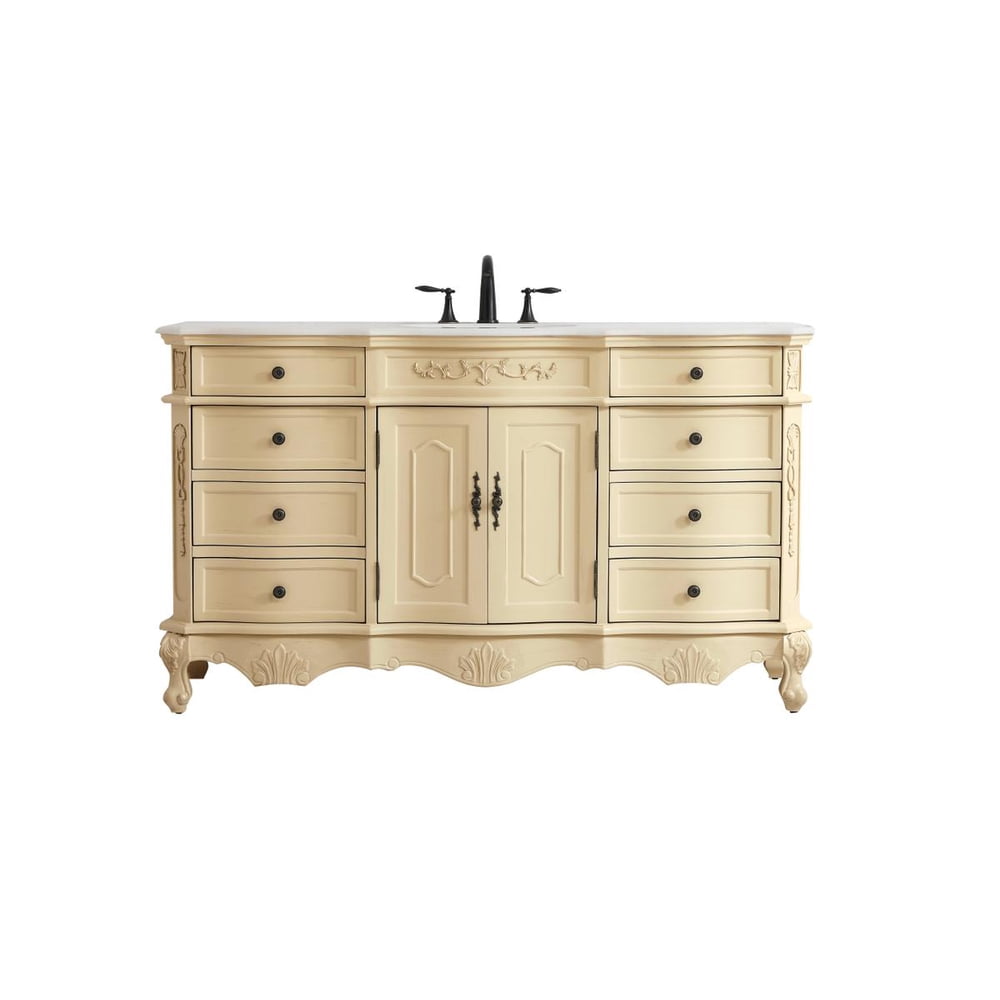 60 inch Single Bathroom Vanity in Light Antique Beige - Walmart.com ...