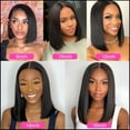thumbnail image 6 of Straight Bob Wig Lace Front Human Hair 4x4 Lace Frontal Wigs for Women Brazilian Remy Human Hair Wigs Pre Plucked Hairline 150% Density Natural color, 6 of 8