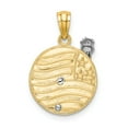 thumbnail image 4 of Real 14kt Two-tone Lady Liberty on American Flag Disk Pendant; for Adults and Teens; for Women and Men, 4 of 4