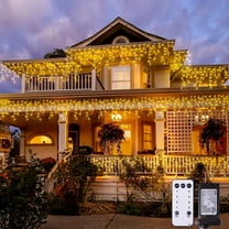 38.8FT Icicle Lights for Outside, 400 LED Icicle Christmas Light Outdoor Indoor Plug in, Warm White Curtain String Lights for Wedding House Patio Party Fireplace Holiday Decorations