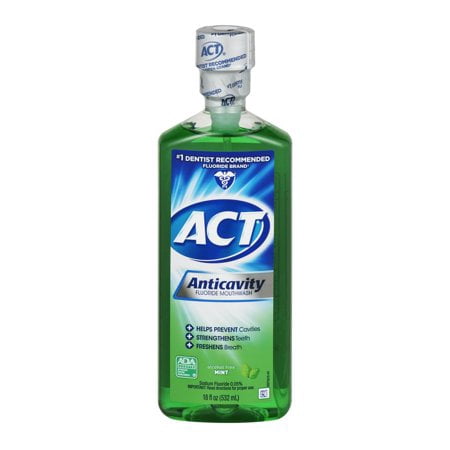 (2 Pack) ACT Mint Anticavity Flouride Mouthwash, 18