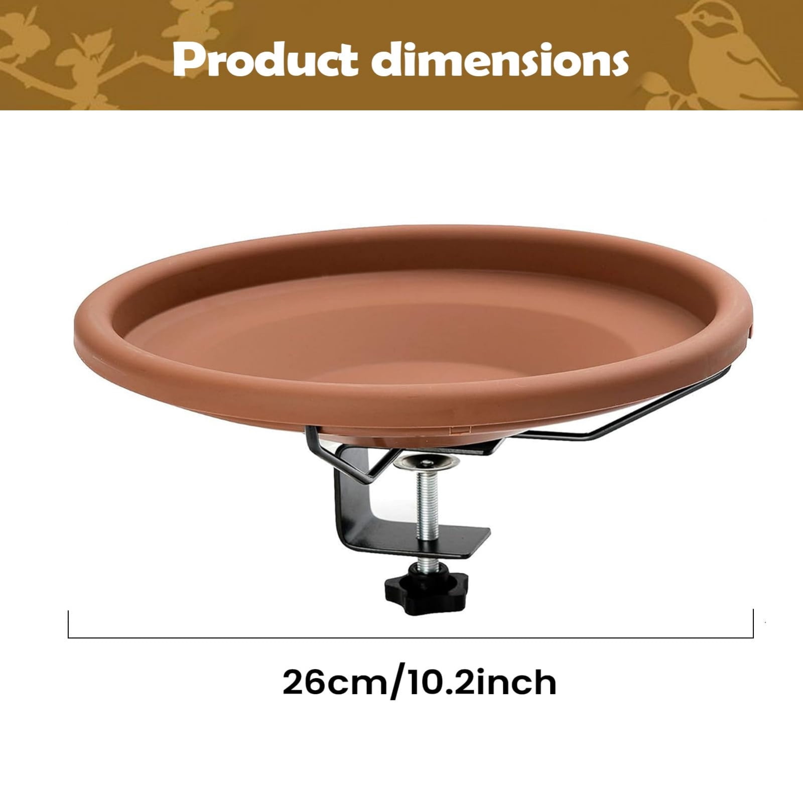 Bird Feeder Tree Mounted, Heavy Duty Sturdy Steel, Brick Red Bird Bath Tray, Installed on Wooden Fences, Trees, Deck and Outdoor Walls As Show