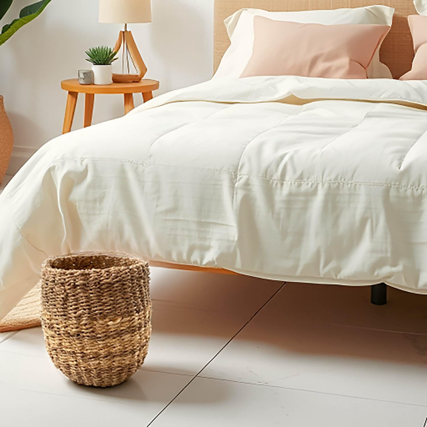Laquedecraft Handwoven Natural Storage Seagrass Basket Basket for Bathroom, Bedroom, Office, Under Desk Use