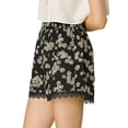 thumbnail image 5 of REFINED ATTIRE Juniors Floral Printed Lace Trim Elastic Waist Shorts, 5 of 7