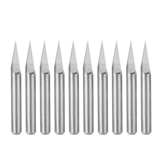 Unique Bargains 1/8' Shank 0.1mm Tip 30 Degree Solid Carbide Wood Engraving Bit CNC Router Tool 10 Pack