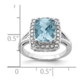 thumbnail image 2 of Solid 925 Sterling Silver Checkerboard Cut Light Swiss Blue Topaz and Diamond Engagement Ring Size 7 (.12 cttw.), 2 of 3