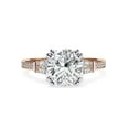 thumbnail image 2 of AFFY Three Stone Engagement Ring for Women Center 8MM Cushion or Baguette and Round Lab Created Moissanite Wedding Rings Jewelry Gift for Her In 14K Solid Rose Gold Size 9.5, 2 of 6