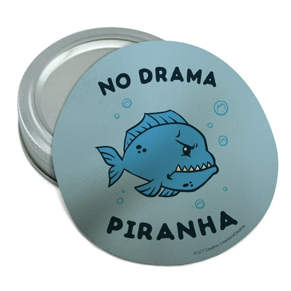 No Drama Piranha Fish Funny Humor Round Rubber Non-Slip Jar Gripper Lid Opener