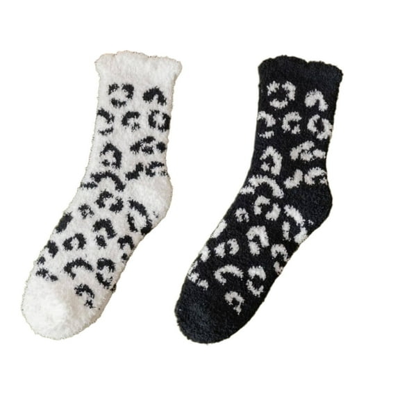 AUQ 2Pairs Socks Relaxing Home Wear Fuzzy Socks,Non-Slip Design Comfortable Foot Feel Long Socks,Style1
