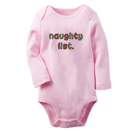 

Naughty List Funny Rompers Newborn Baby Unisex Bodysuits Infant Jumpsuits Toddler 0-12 Months Kids Long Sleeves Oufits (Pink 6-12 Months)