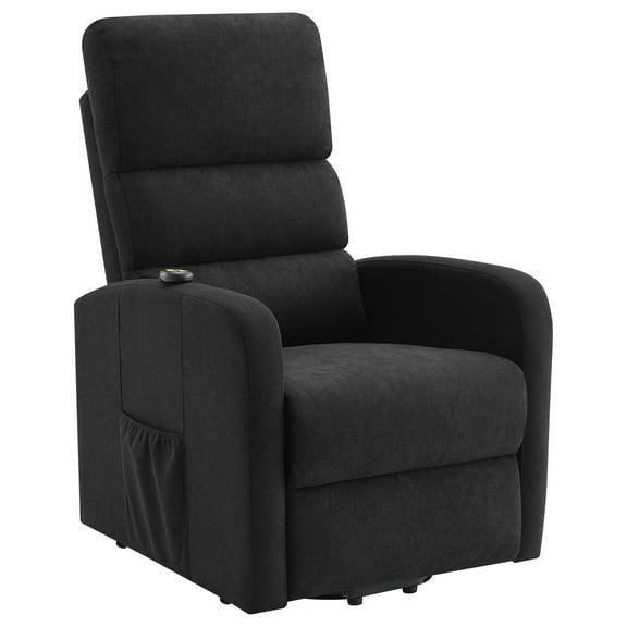 Coaster Amsdell Upholstered Power Lift Recliner with Remote Black