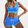 thumbnail image 2 of IYYVV Women Two Piece Athletic Swimsuits High Waisted Bikini Set Sporty Crop Top with Boy Shorts Bathing Suits Blue XL, 2 of 6
