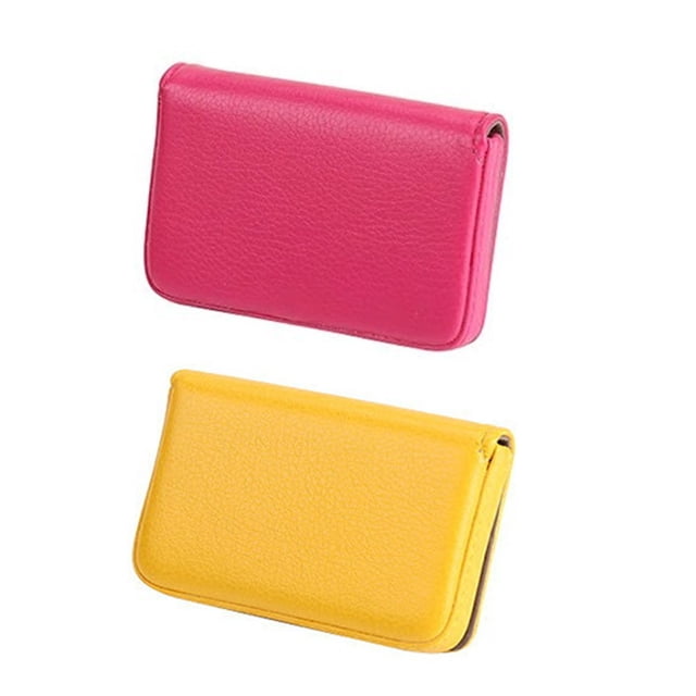 2 piezas de tarjetero de visita, cartera para tarjetas de visita, estuche de piel sintética con cierre magnético, 102 x 65 x 18 mm