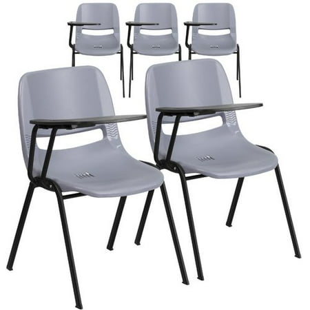 - Flash Furniture 5 Pk. Gray Ergonomic Shell Chair with Right Handed Flip-Up Tablet Arm
