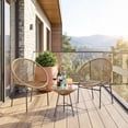 thumbnail image 4 of Costway 3-Piece Wicker Patio Bistro Set,Outdoor Acapulco Chairs and Tempered Glass Table Beige + Black, 4 of 10