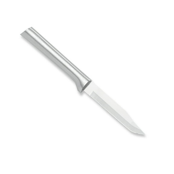 Rada Cutlery Serrated Paring Knife, Stainless Steel Spear Tip Parer Knives for Saw-Cutting Action, Solid Aluminum Handle