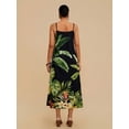 thumbnail image 2 of Black Tropical Leaf Print Spaghetti Strap Maxi Dress For Women, Resort Style Summer Dress, 2 of 7