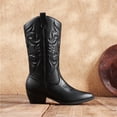thumbnail image 2 of Botas Vaqueras DREAM PAIRS para Mujer, Altura Media, Color Negro, 2 of 7