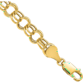 thumbnail image 2 of 10K Solid Yellow Gold Double Link Chain Charm Bracelet, 2 of 5