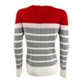 thumbnail image 2 of MAISON JULES Womens Red Striped Long Sleeve Jewel Neck Sweater Juniors Size: XS, 2 of 2