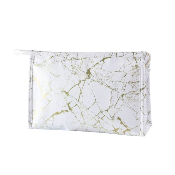 Portable Marbling Waterproof Wash Bag Outdoor Storage Bag Toiletries Bag Cosmetic Bag Makeup Bag Cosmetic Container GOLD&WHITE C