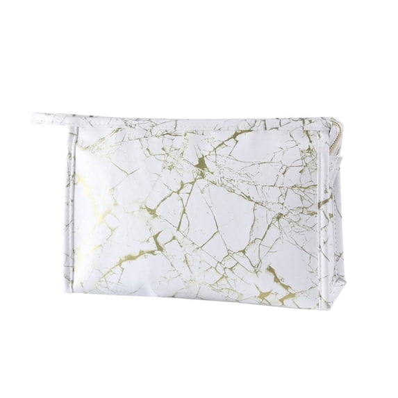 Portable Marbling Waterproof Wash Bag Outdoor Storage Bag Toiletries Bag Cosmetic Bag Makeup Bag Cosmetic Container GOLD&WHITE C