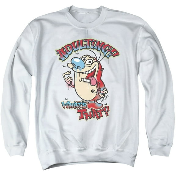 Ren And Stimpy Adulting What's That? Unisex Adult Crewneck Sweatshirt