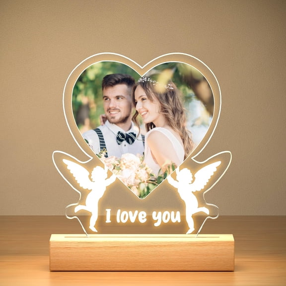 Personalized Couple For Women And Men Custom Picture Frames With Photo Customized Acrylic Plaque Photo Frame With Night Light Personalized Valentines Day