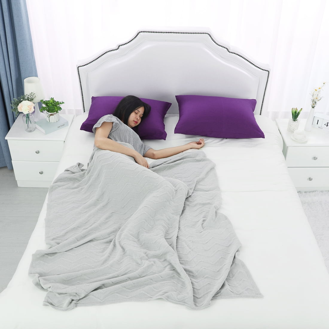 Unique Bargains Pillowcases 2-Piece Egyptian Cotton Pillow Cover Dark Purple Standard
