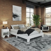 Boyd Sleep Lugano Full White Platform Bed Frame, Modern No Headboard Design, Easy Assembly