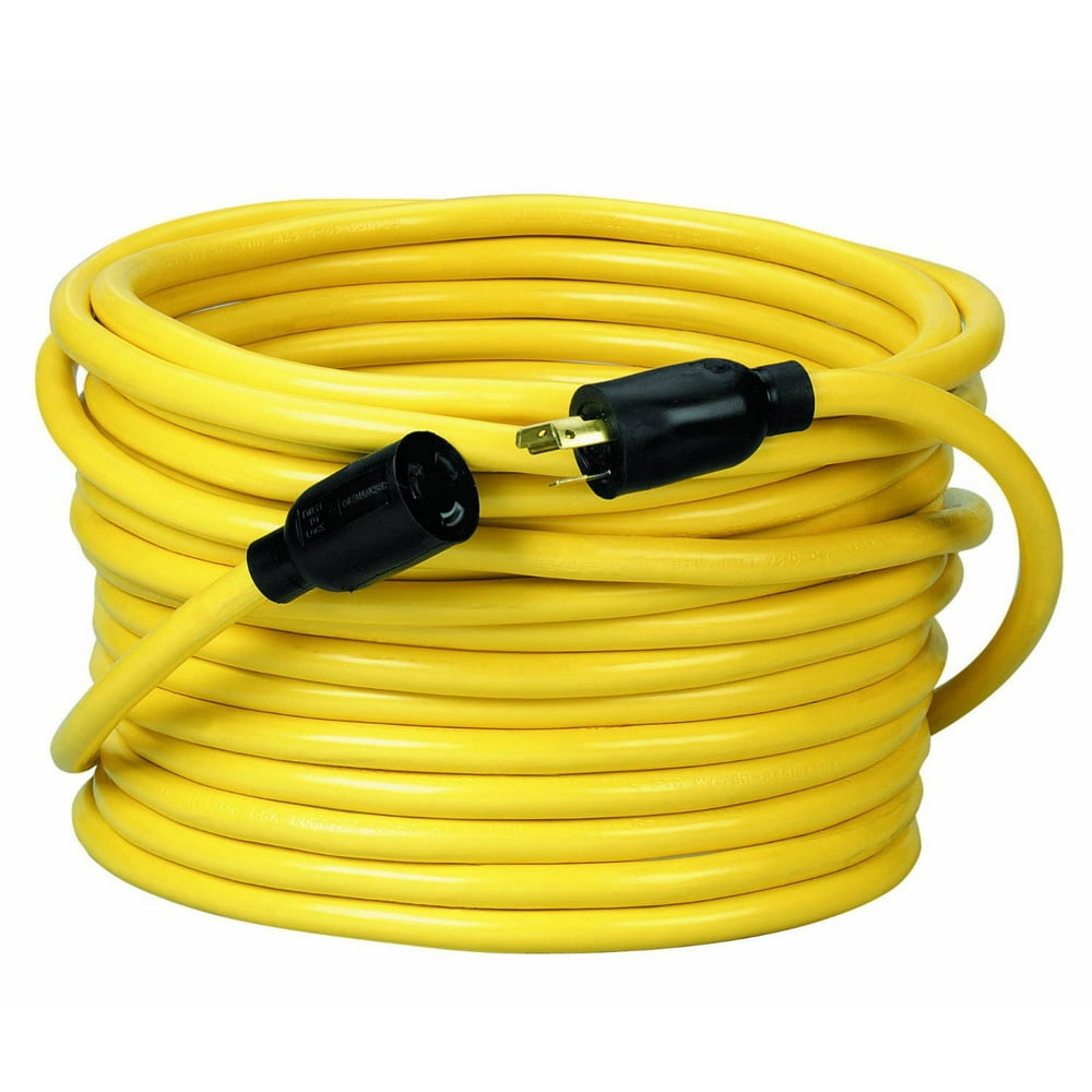 Coleman Cable 09208 12/3 50' Yellow SJTW NEMA Extension Cord Walmart
